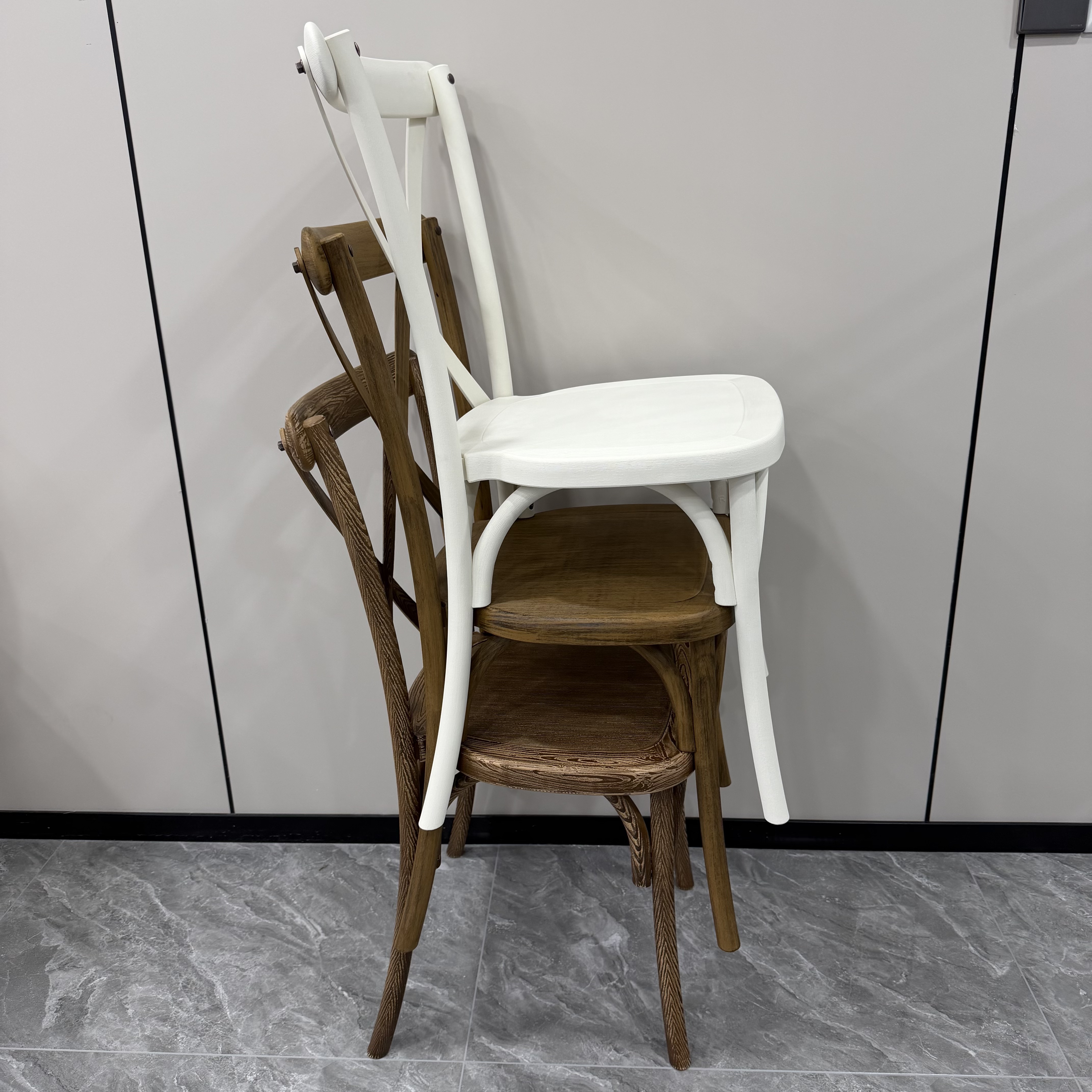 Disassembled PP Resin X Cross Back Chair Weather Resistant Stackable Indoor Outdoor Commercial Hotel Restaurant School Villa