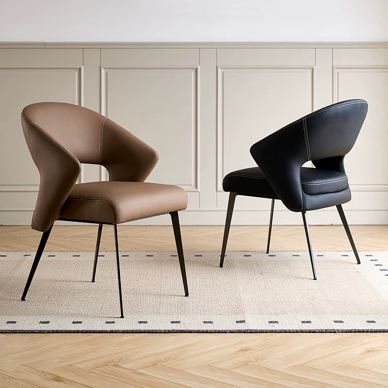 High-back Hotel Restaurant Designer Metal Italian Nordic Leather Eco-Friendly Durable Outdoor Dining Chairs Modern Luxury Chairs