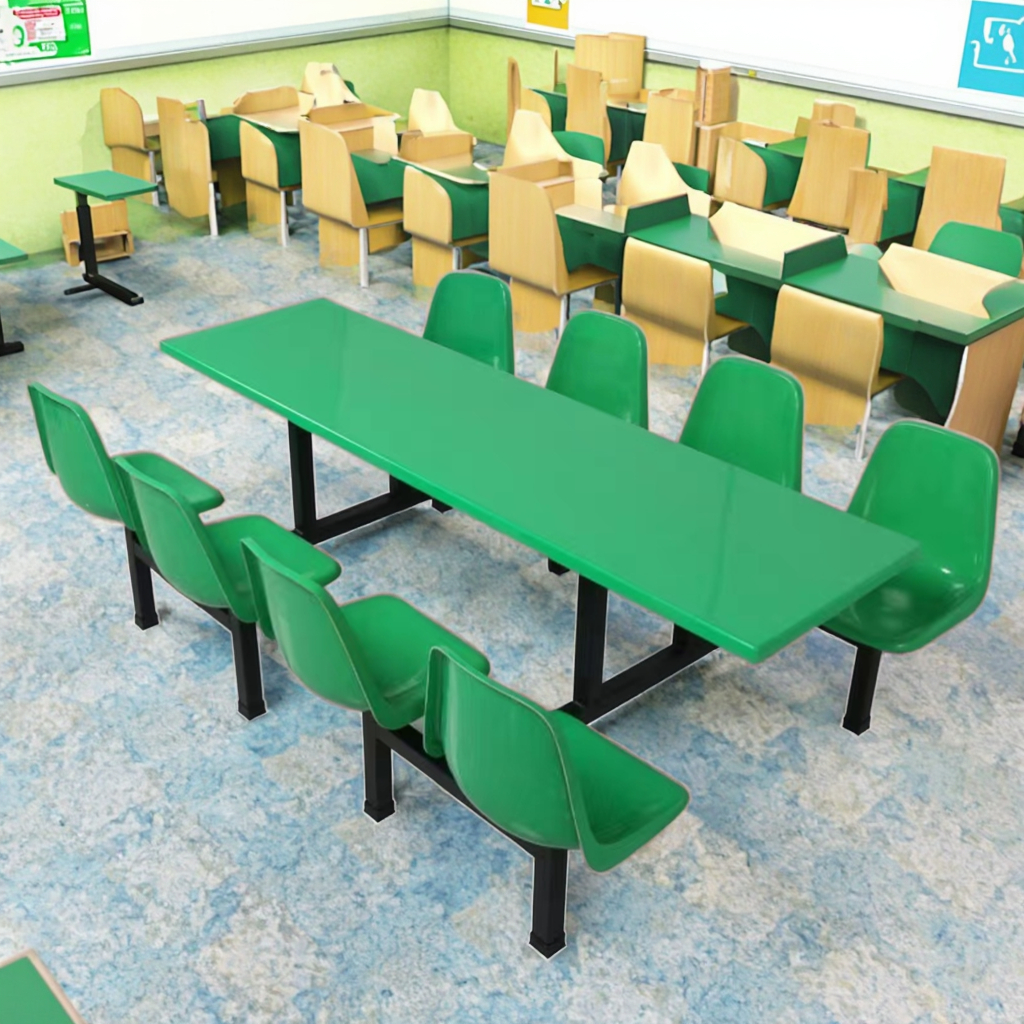Modern Eco-Friendly Durable Fiberglass Restaurant Dining Table and Chair Set for School and Commercial Use