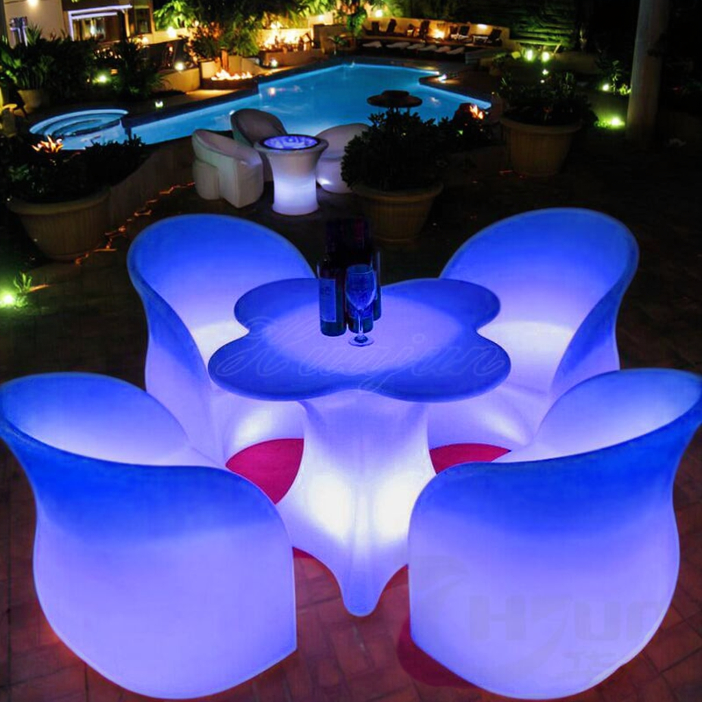 Outdoor Led Lighted Cocktail Tables Waterproof RGB Wedding Tables Glowing Color-Changing Furniture for Outdoor/Indoor Reception