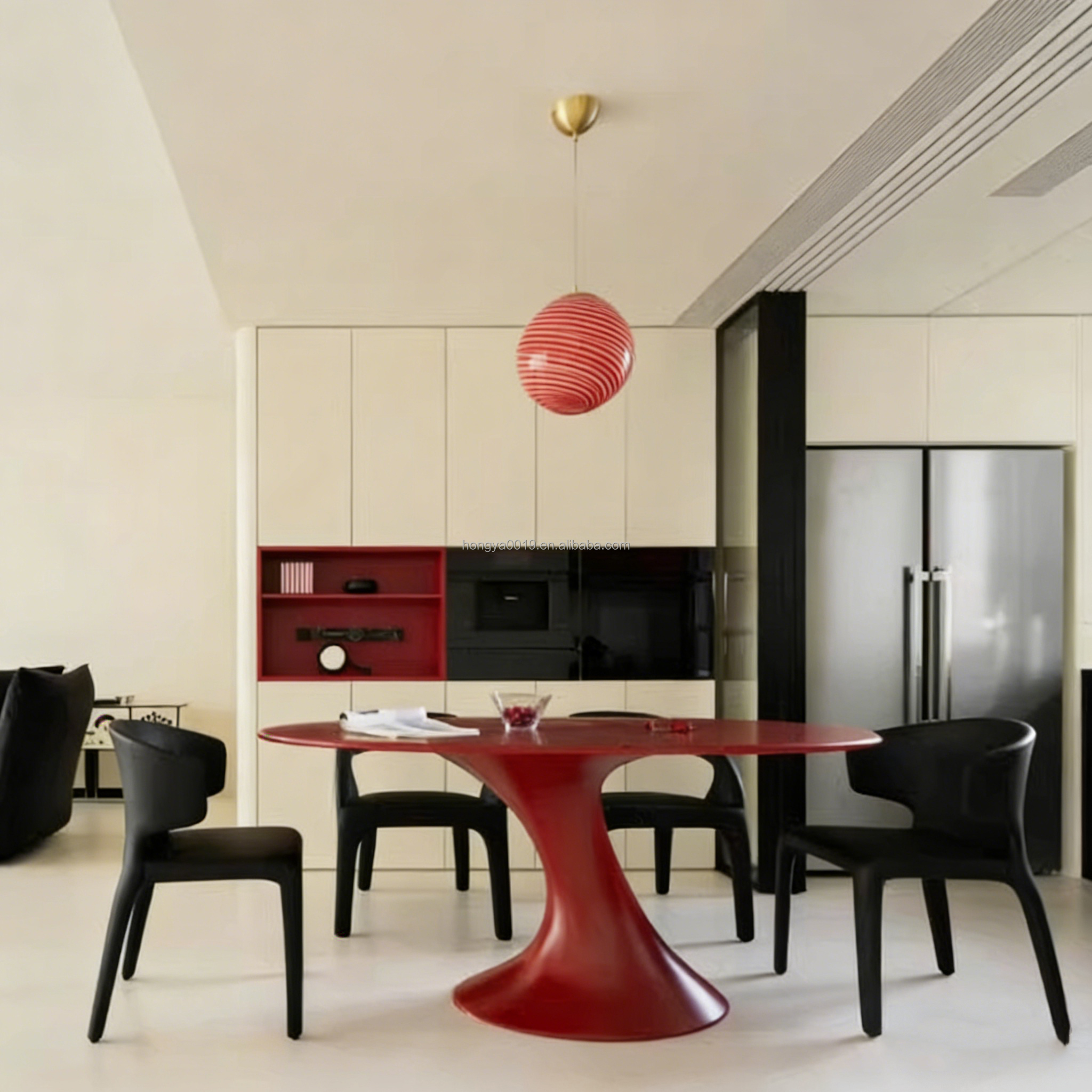 Factory Wholesale Custom Durable Home Furniture Modern Red Coffee Table Hotel Restaurant Dining Table Fiberglass Outdoor Use