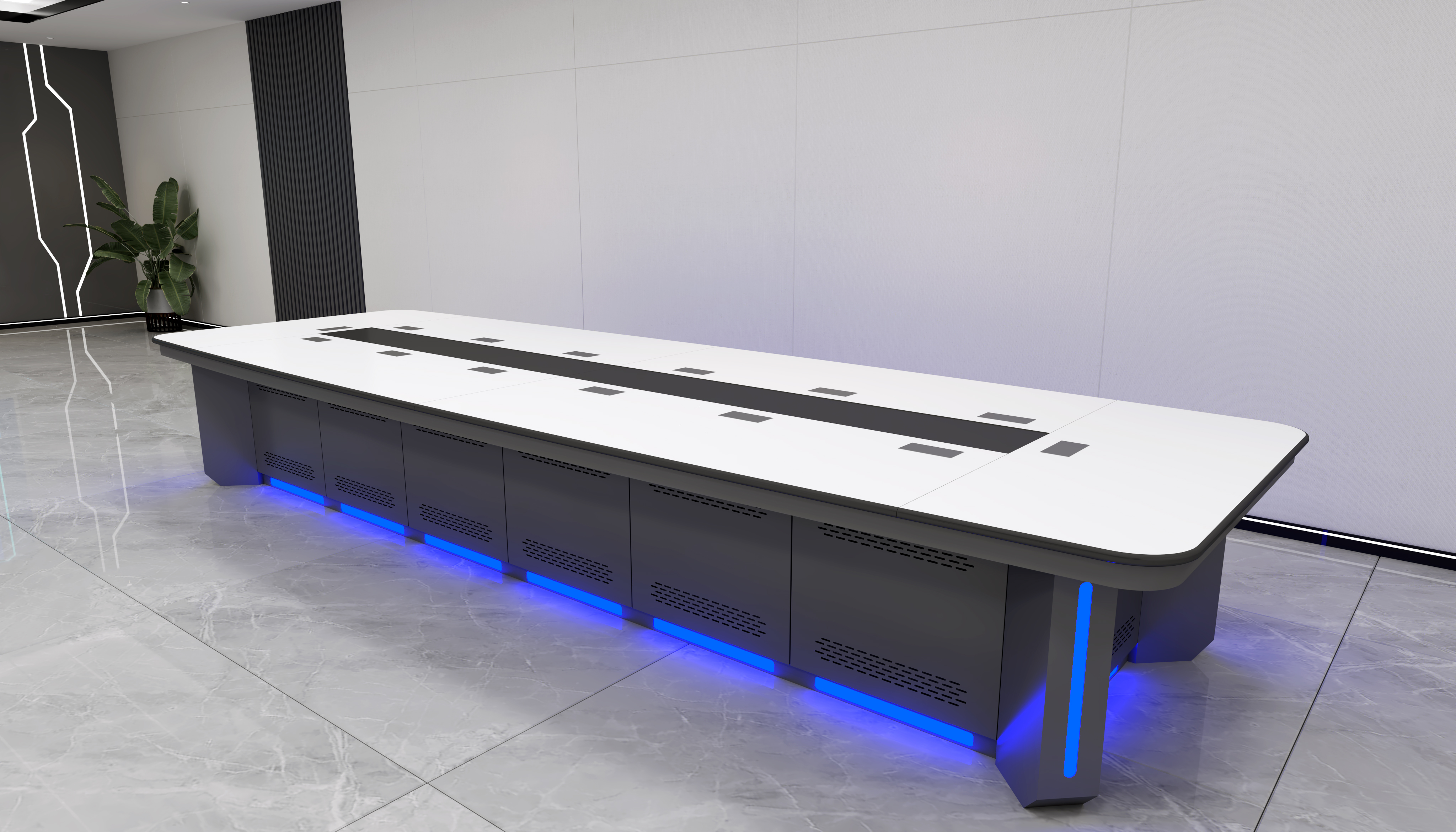 Customized Multi Person Metal Conference Desk, Business Meeting Desk, Board Meeting Room Desk