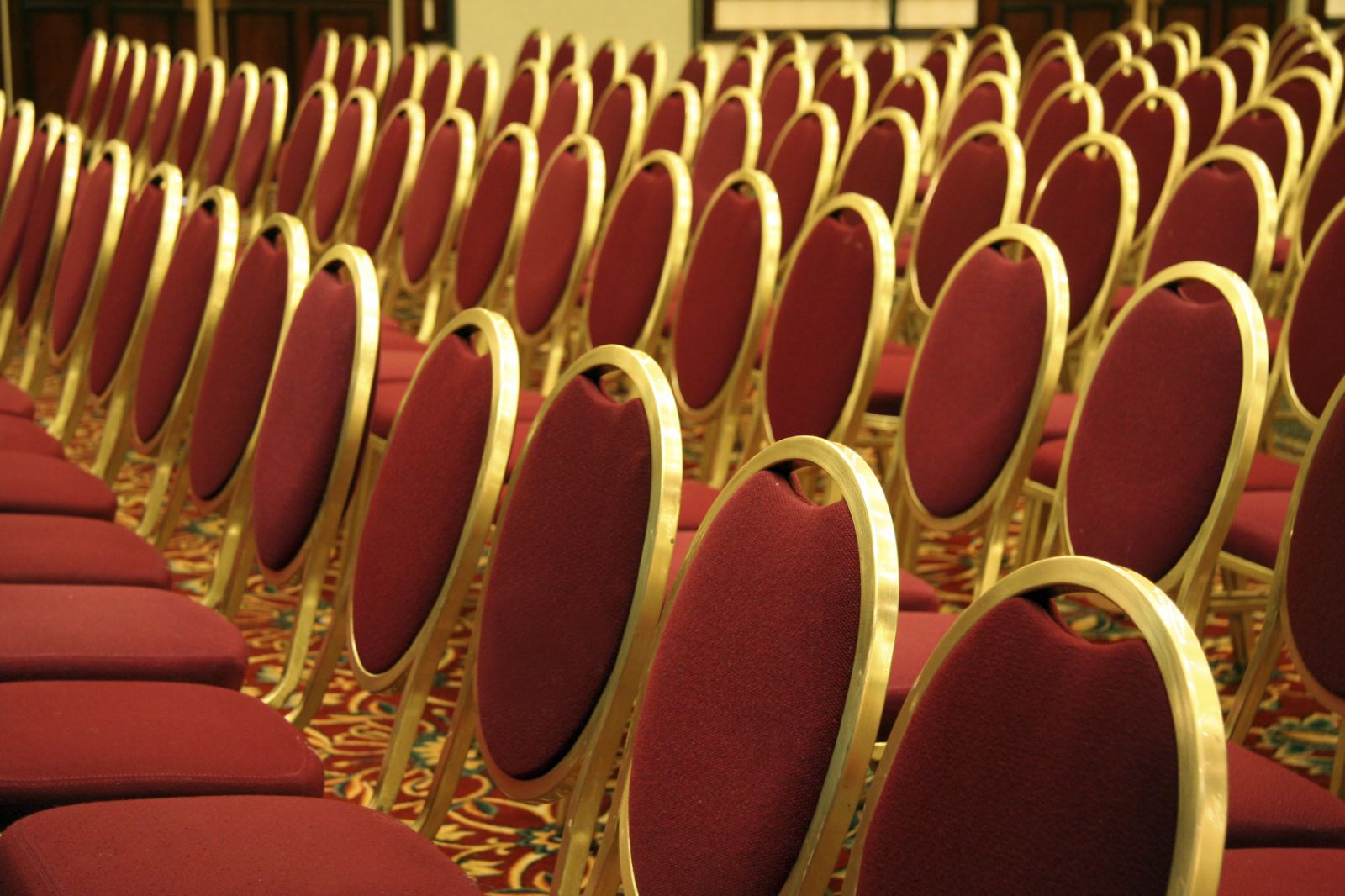 Wholesale Cheap Gold Wedding and Events Chair Customize Stacking Fabric Hotel Banquet Chairs With Iron Frame