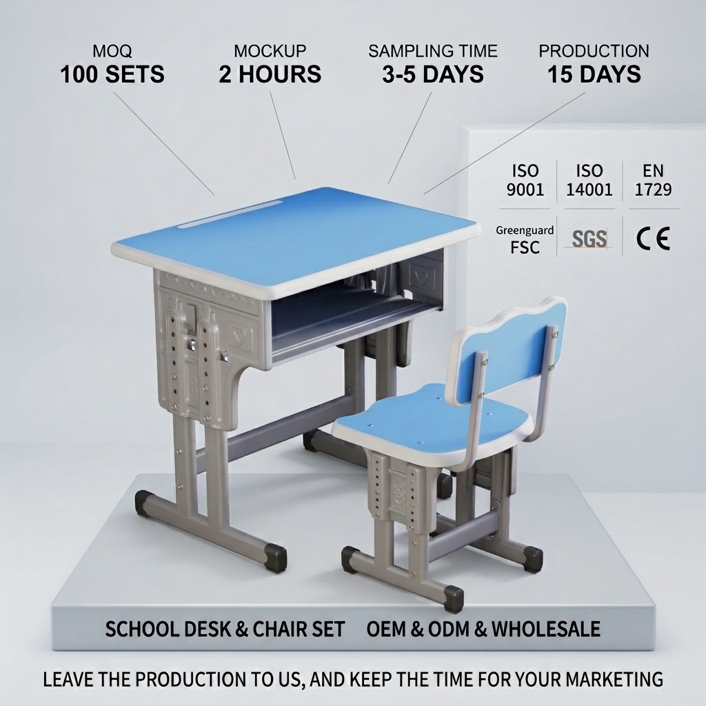 Direct Educational Furniture OEM / ODM Supported Anti-Scratch Metal Desk And Chair Stackable Kids Table And Chairs