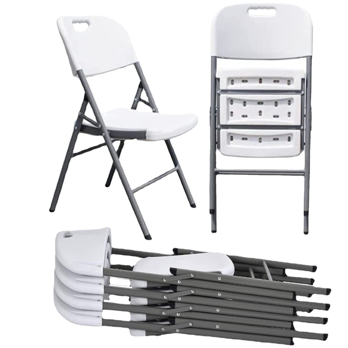 White Folding Chair Household Dining Chair Plastic Conference Chair Blow Moulding Folding Reception Exhibition