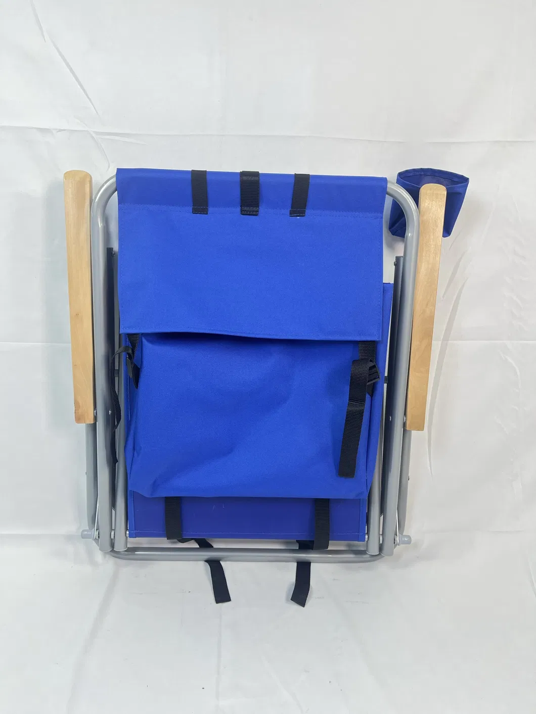 Beach Chair - Folding Chair with Wood Armrest-Blue