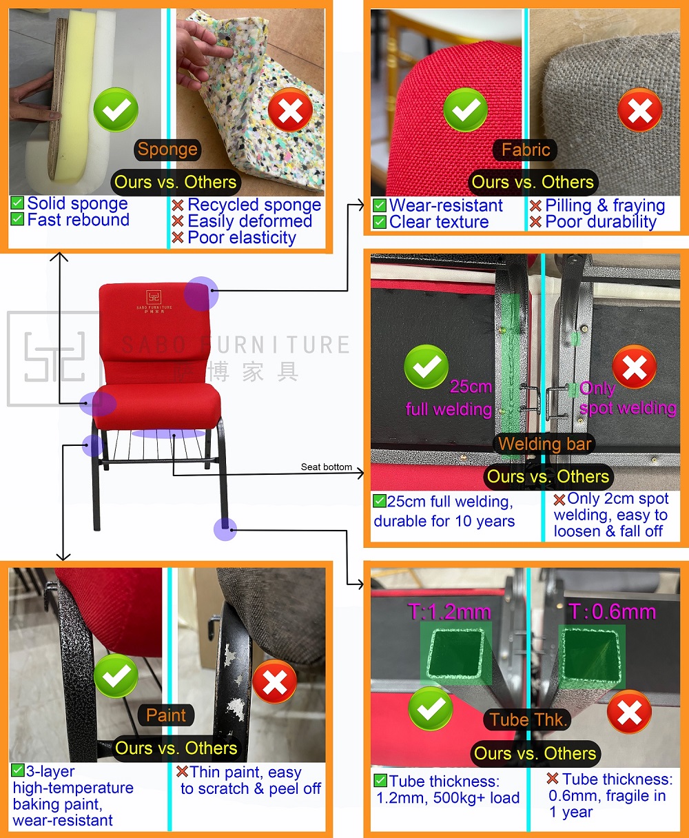Wholesale Cheap Stackable Metal Interlocking Padded Red Black Theater Auditorium Conference Event Hotel Restaurant Church Chair