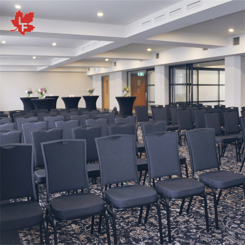 Wholesale Grand Banquet Chair Hall Black Fabric Upholstered Chair Stackable Wedding Banquet Chair for Events Banquet