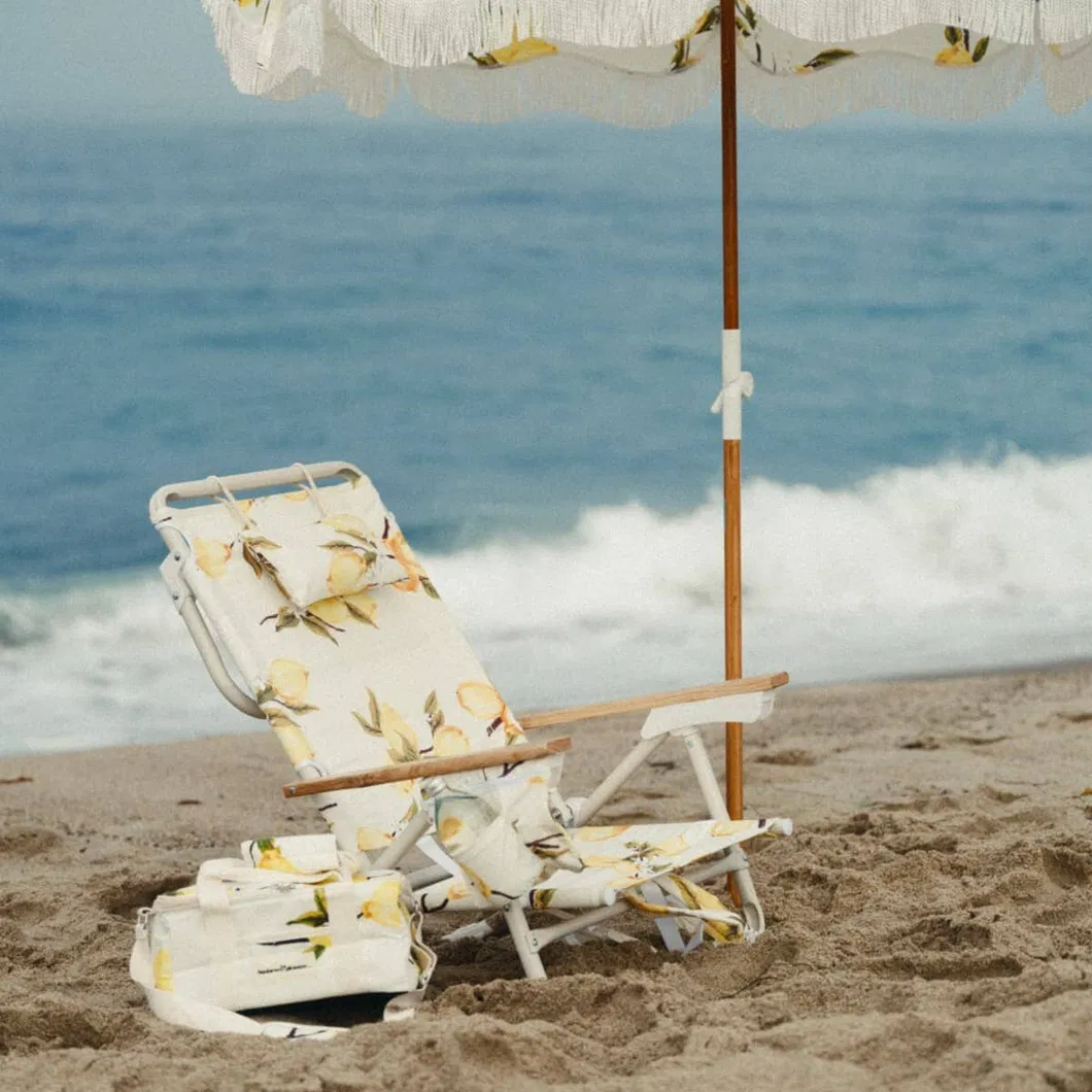 Customizable 5-Position Folding Reclining Beach Chairs with Wooden Armrests