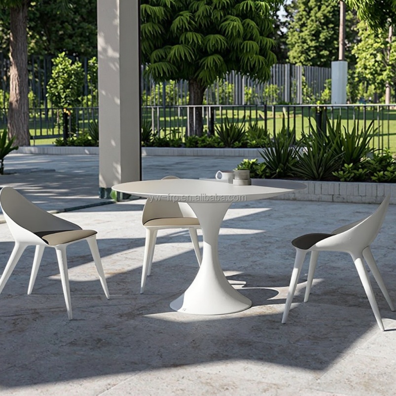 YW00189 Modern Casual Fiberglass Outdoor Dining Table for Courtyard Entry Hotel Villa &amp; Living Room-Durable