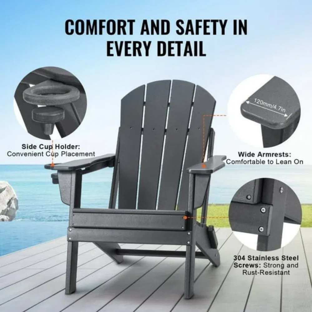 Elegant HDPE Plastic Wood Adirondack Folding Chair Detail 6