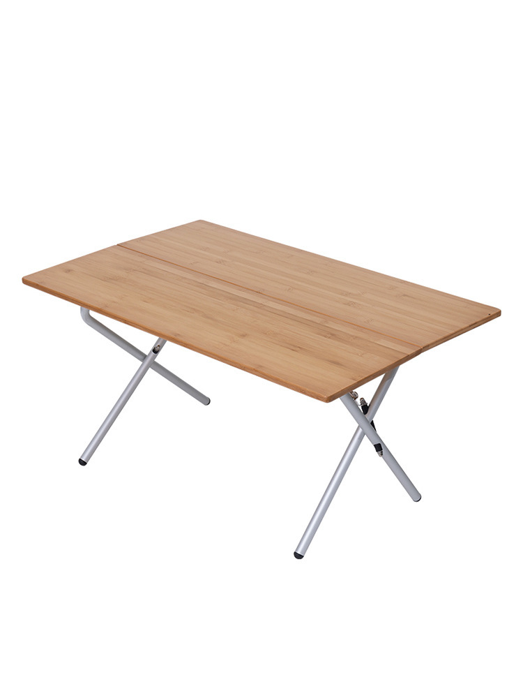 Outdoor Bamboo Folding Table-Fold-In-Half Design Portable for Camping &amp; Picnic Use Outdoor Furniture