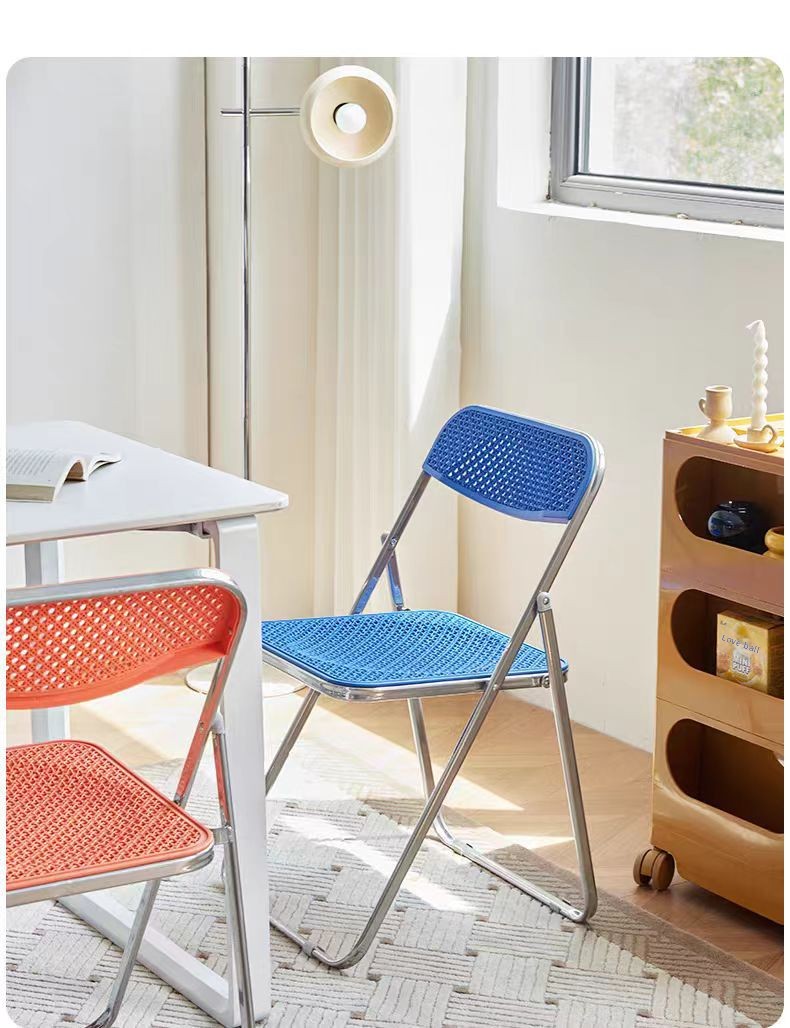 Factory-Wholesale Nordic Modern Minimalist Trendy Vanity Folding Chair Metal Social-Media-Hot Photo Home Dining Chair