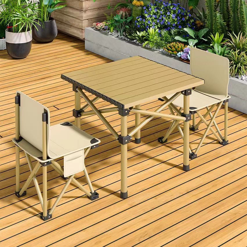 Modern Outdoor Folding Tables and Chairs Portable Oxford Material Steel Pipe Design for Camping Picnic Farmhouse Use