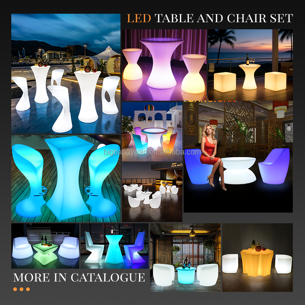 Factory Direct Sales LED Decorative bar Table Color Changing Cocktail Table bar Outdoor Restaurant bar Dining Led Table