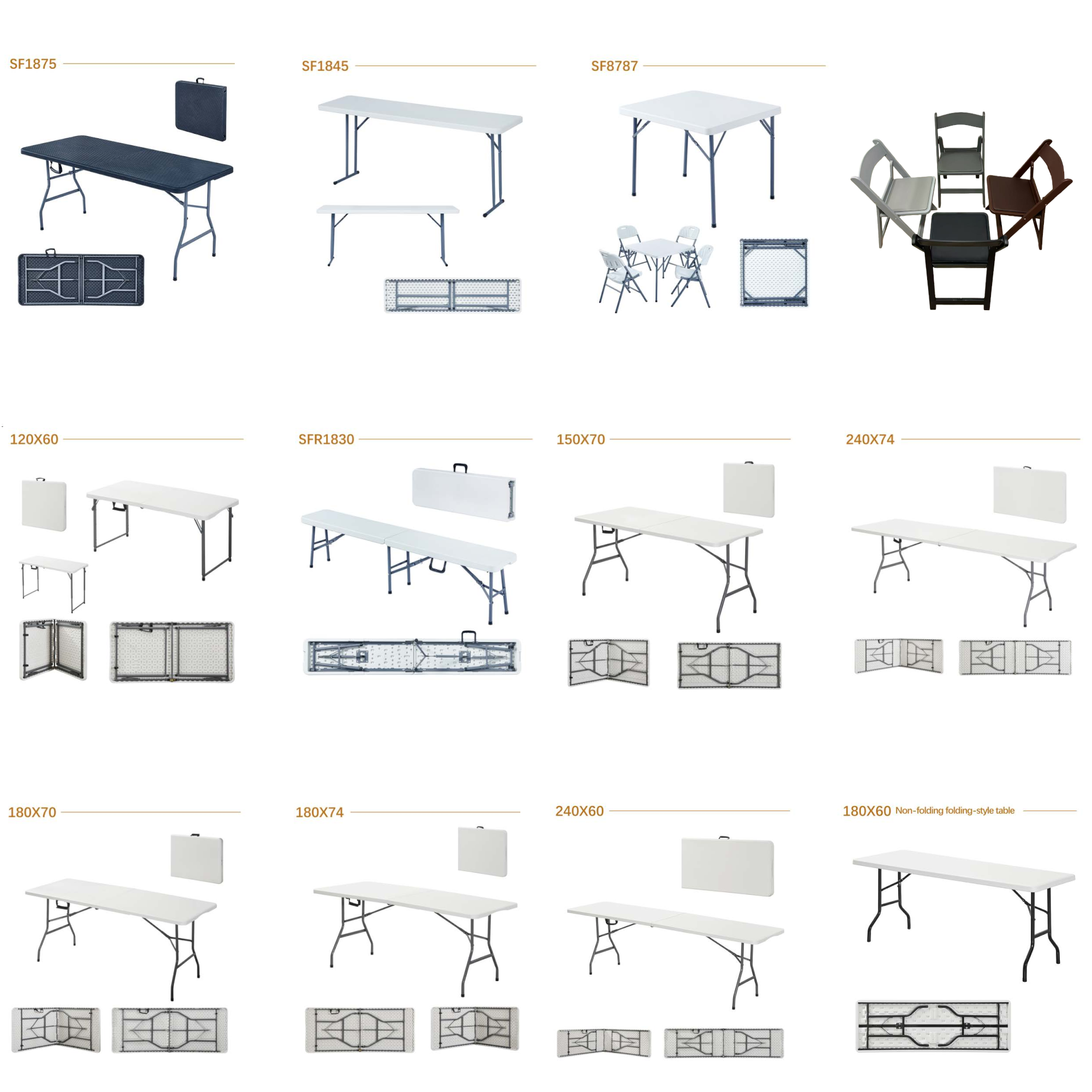 Wedding Banquet Party Events Rectangle Dining Tables Outdoor White Hdpe Portable Plastic Folding Foldable Table