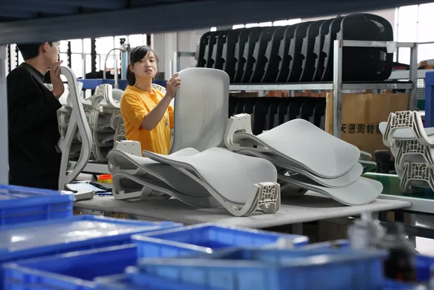 Office chair assembly line