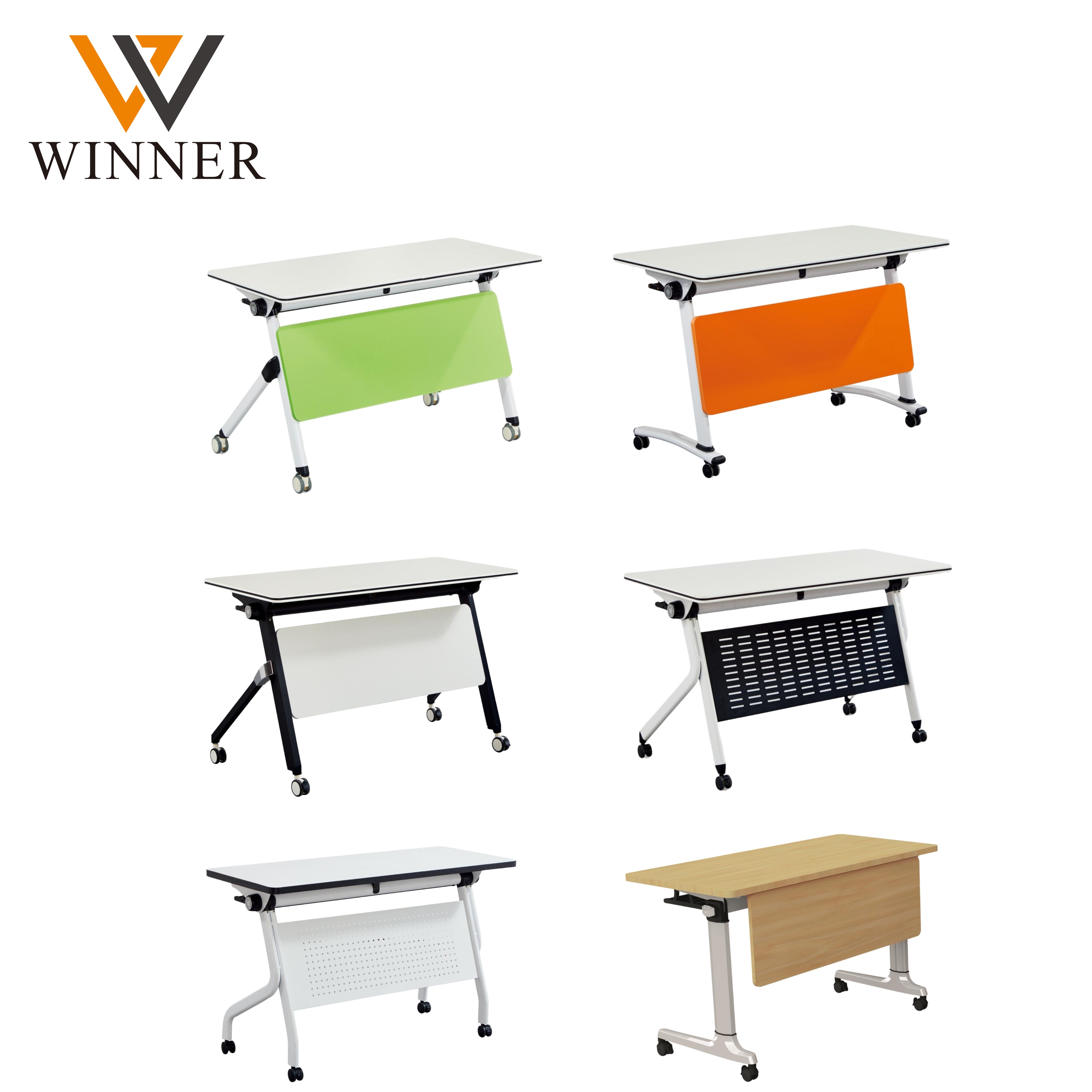 High Quality Modern Multi Functional Foldable Conference Table School Office Combination Assembly Durable Iron Commercial
