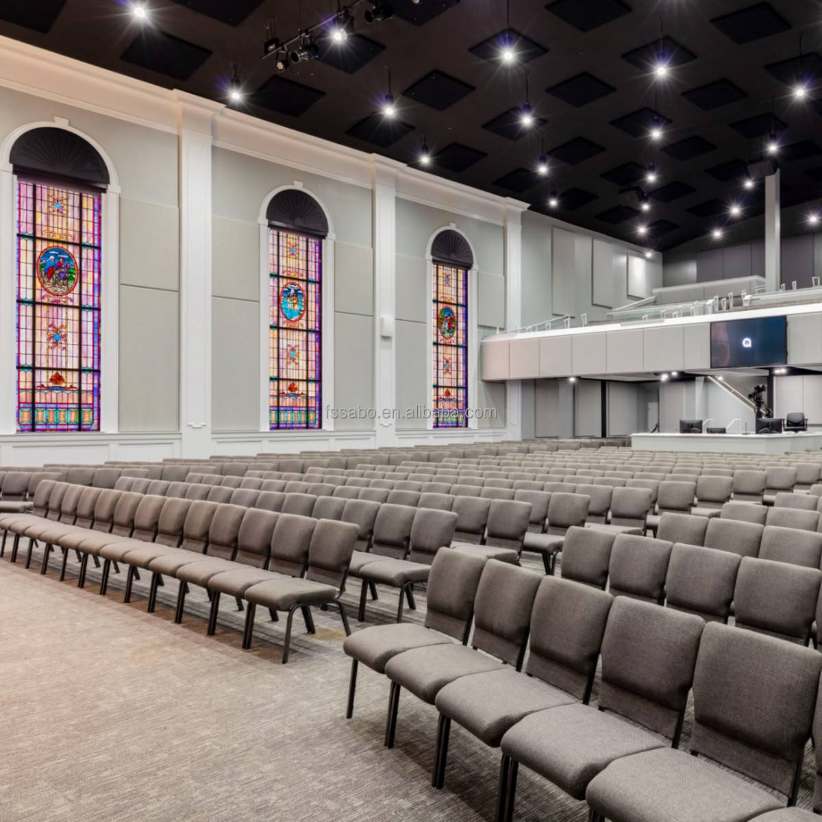 Wholesale Cheap Stackable Metal Interlocking Padded Red Black Theater Auditorium Conference Event Hotel Restaurant Church Chair