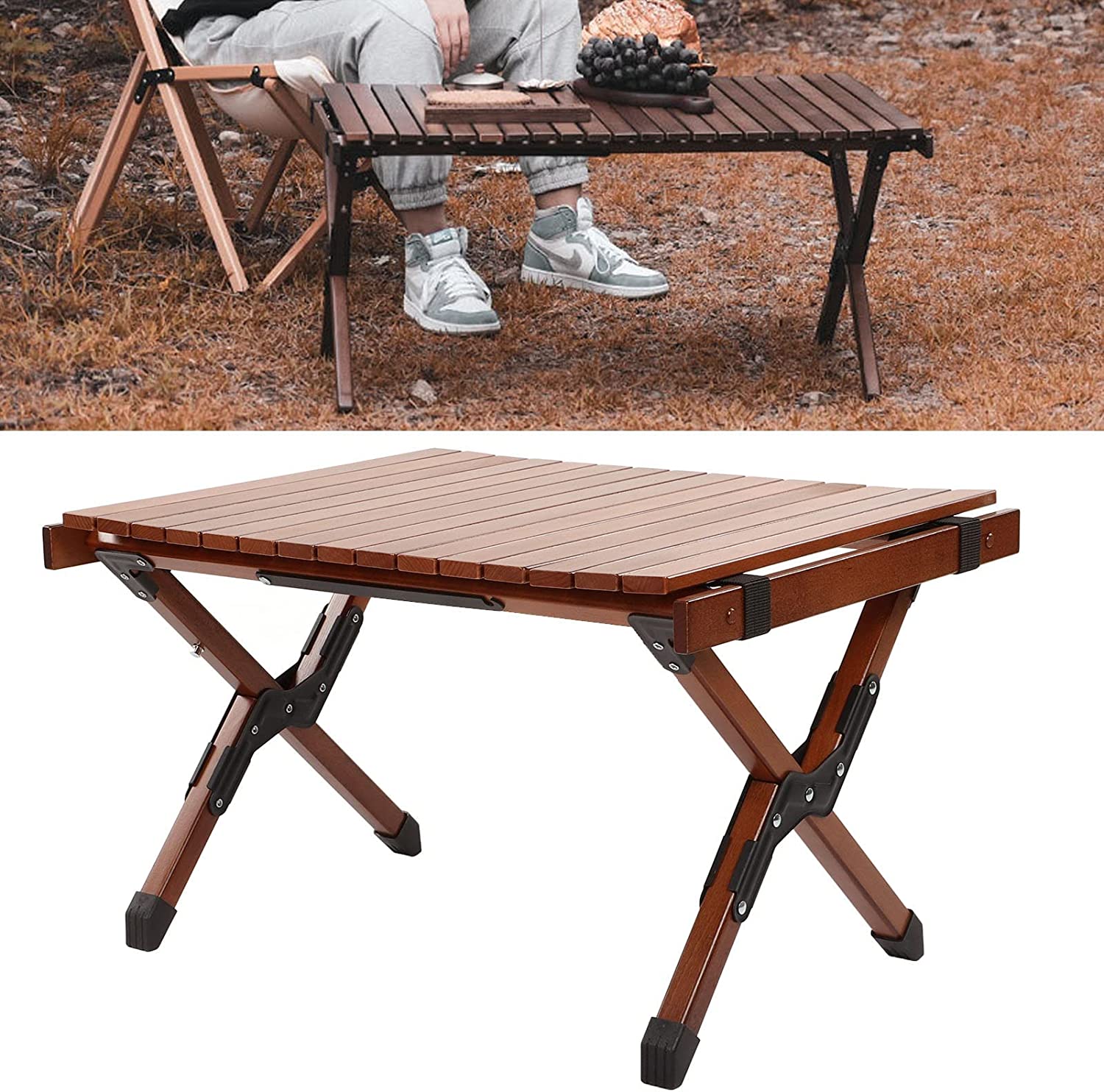Portable wooden folding outdoor patio picnic camping table