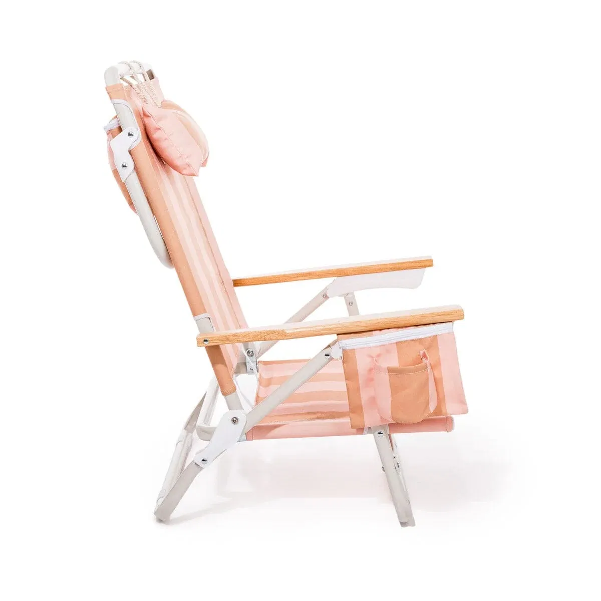 Customizable 5-Position Folding Reclining Beach Chairs with Wooden Armrests