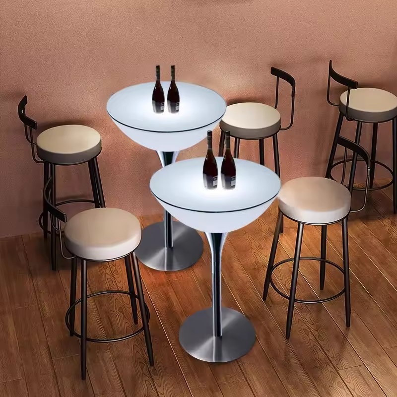 Modern Rechargeable LED Cocktail Table Light Color-Changing Party Illuminated Led Bar Table for Mall Nightclub Furniture