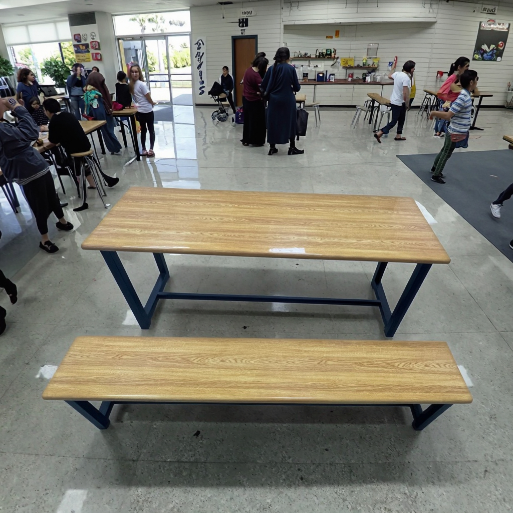 2/4/6-Seats Bending Fiberglass Dining Table and Chairs for School Canteen FRP Dining Furniture
