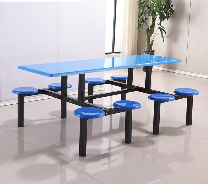 Regular Economic Modern Fiberglass Waterproof Restaurant Dining Table and Chair Set with Long Bench Chair