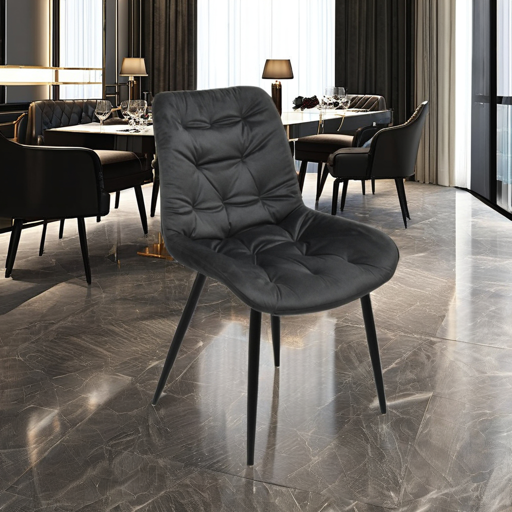 Modern Velvet Upholstered Dining Room Chair with Metal Legs-Lightweight Eco-Friendly Portable Banquet Dining Chair