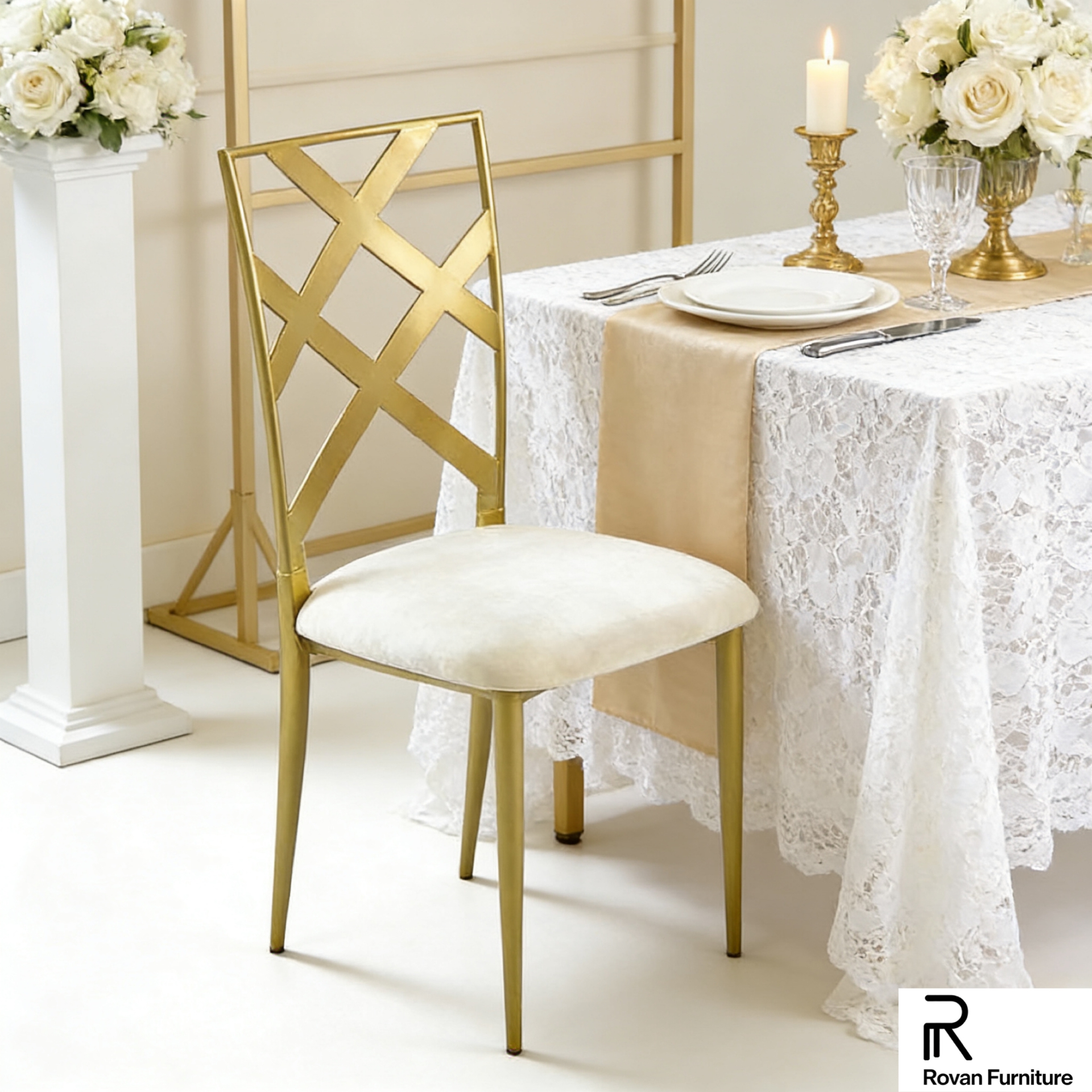 Luxury Design Wedding Event Chairs Hot Selling Iron Painting Chairs With Cushion For Dining Used