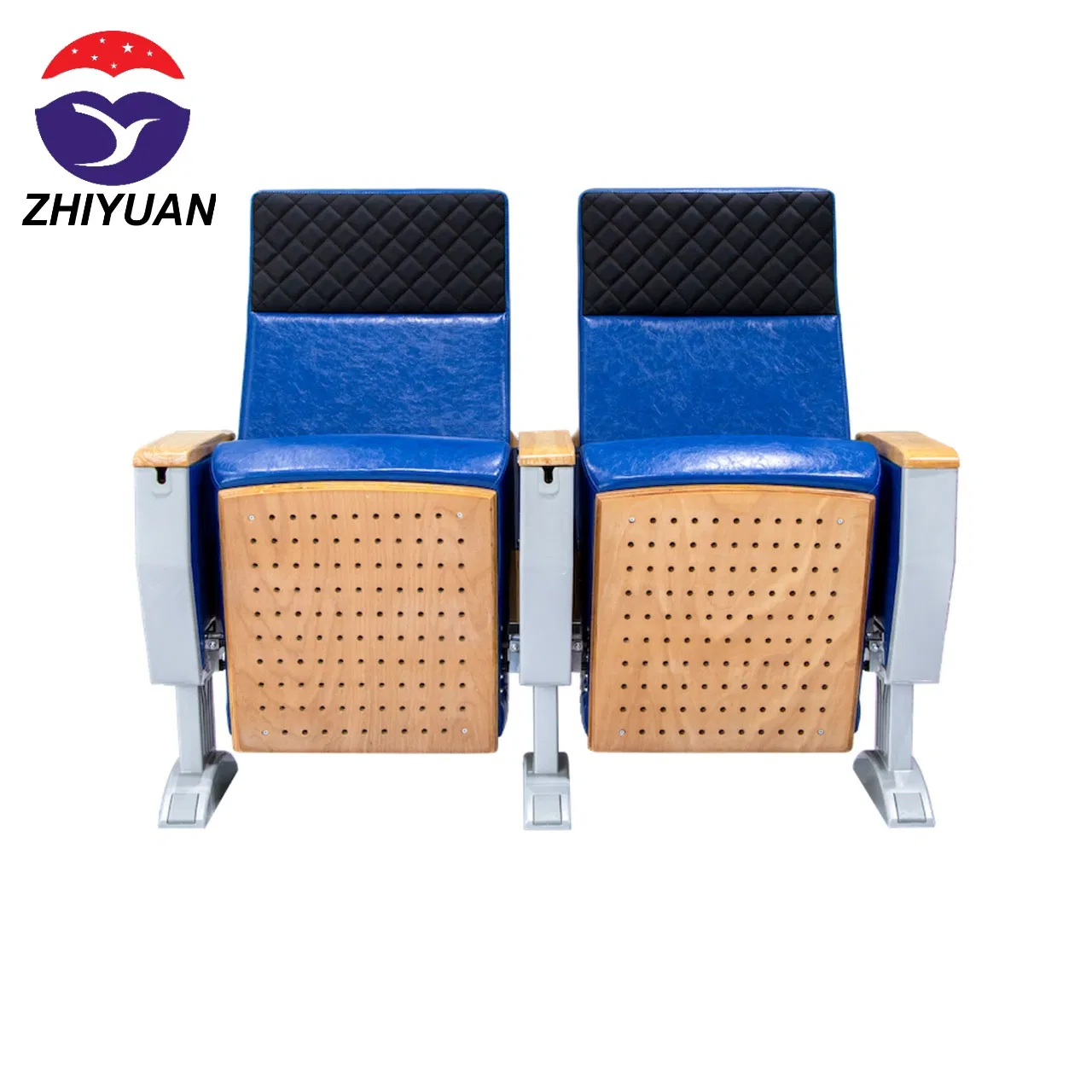 Fireproof Fabric Auditorium Chair with Wood Armrest for Church Worship Event Hall