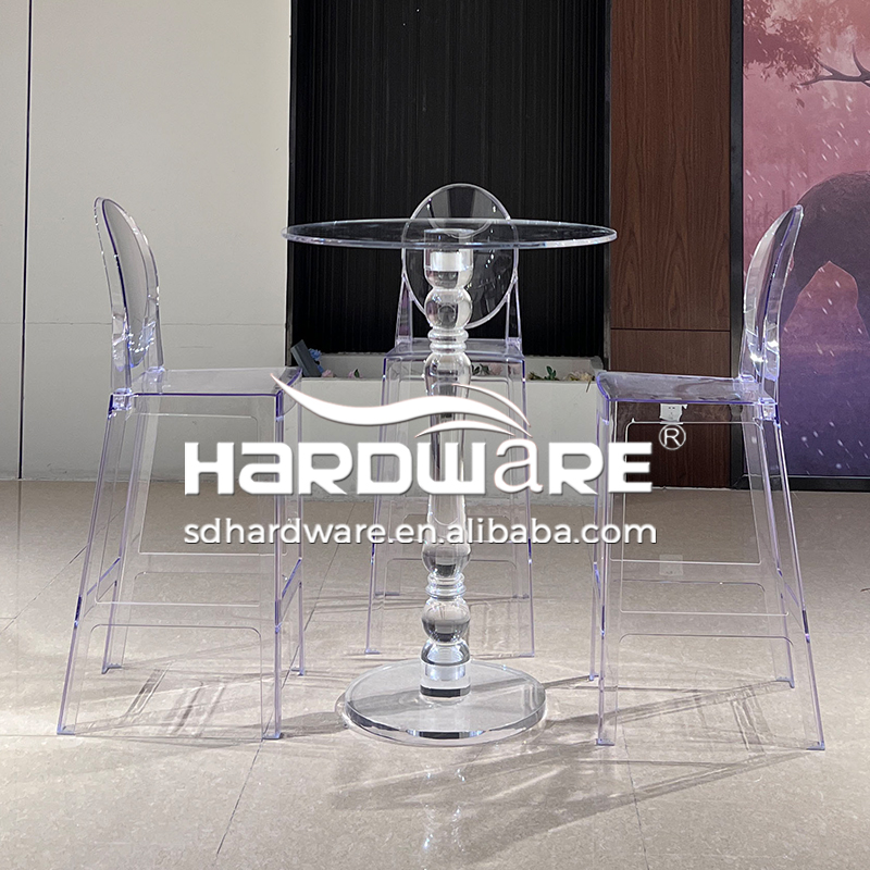 Wedding Event Home Pub Nightclub Furniture Clear Acrylic Design Round High Cocktail Tables and Chairs Used Bar