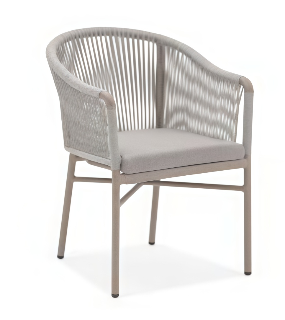 Export Style Lightweight Waterproof Polyester Webbing Woven Dining Chair Aluminum Frame Modern Outdoor Hotel Villa Courtyard