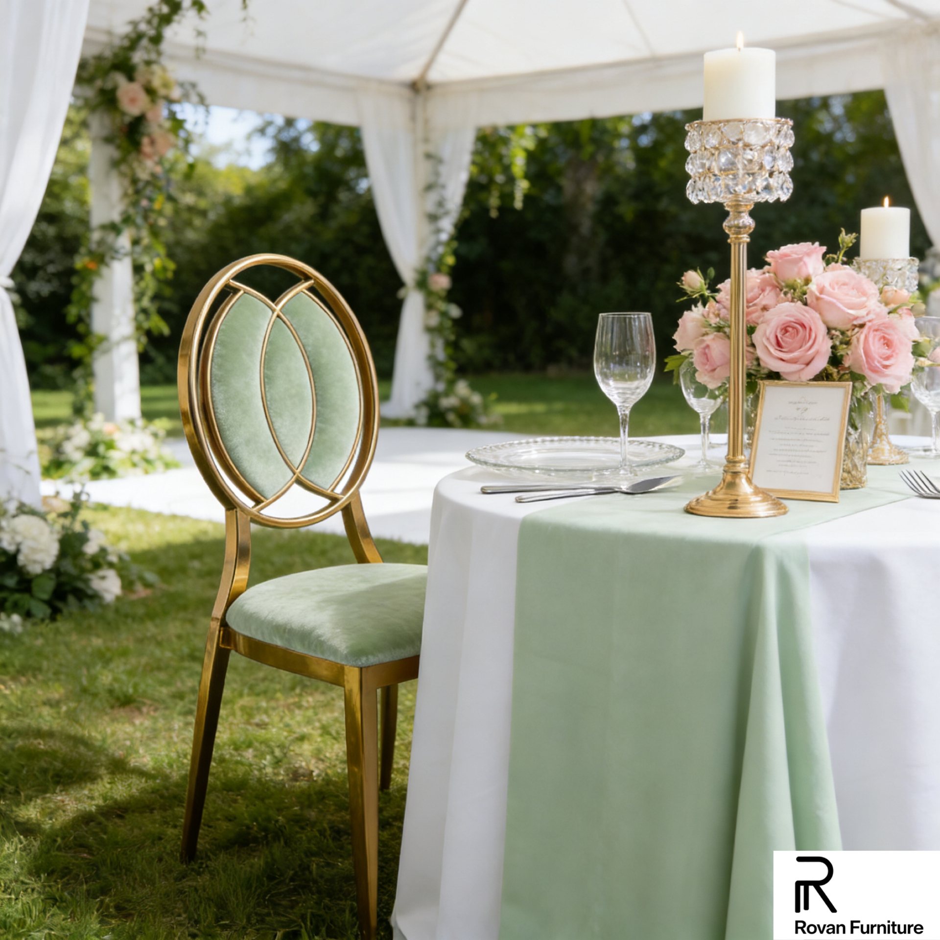 New Model Round Back Elegant Electroplated Gold Metal Event Chairs Wedding Event Chairs For Sale