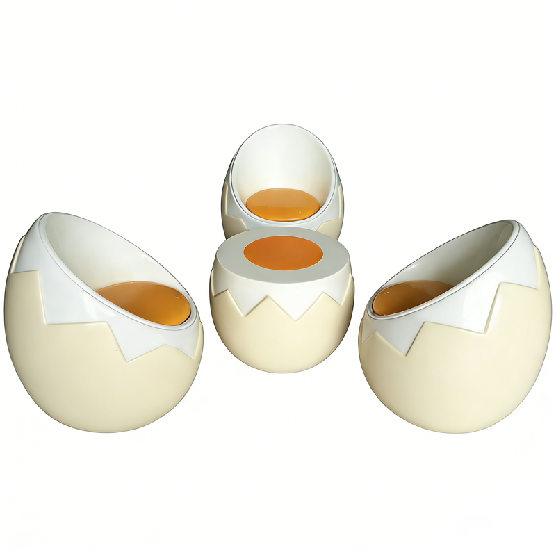 Egg Shape Fiberglass Modern Dining Table Chairs Set Waterproof Customized Color Bending Cutting Services One-piece Molded
