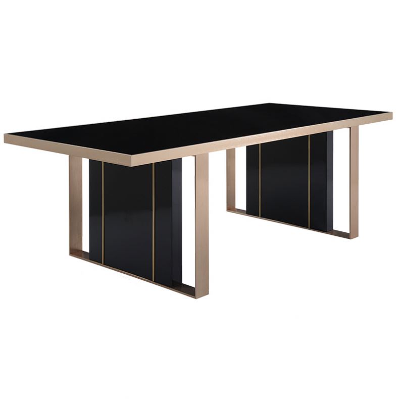 Italian Modern Dining Table Set with 6 Chairs, Luxury Fiberglass Restaurant Furniture - Tempered Glass Top &amp; Leather Seats