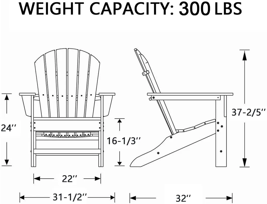 Popular Waterproof Patio Beach Chair Folding Plastic Wood Outdoor Adirondack Garden Chair