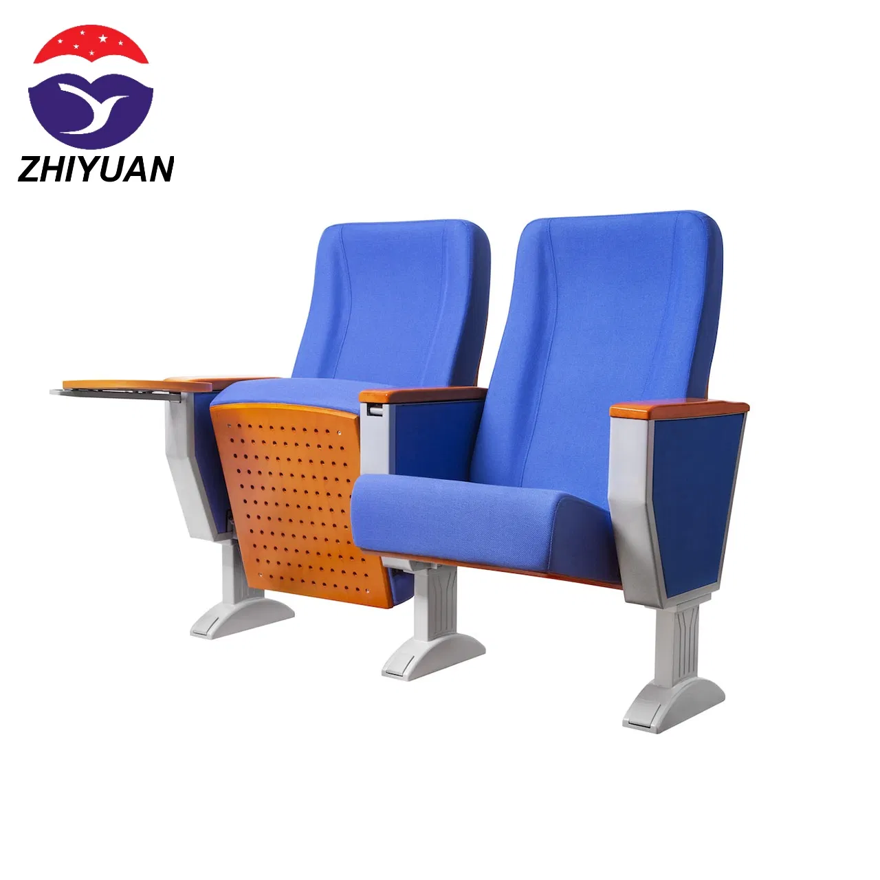 Fireproof Fabric Auditorium Chair with Wood Armrest for Church Worship Event Hall