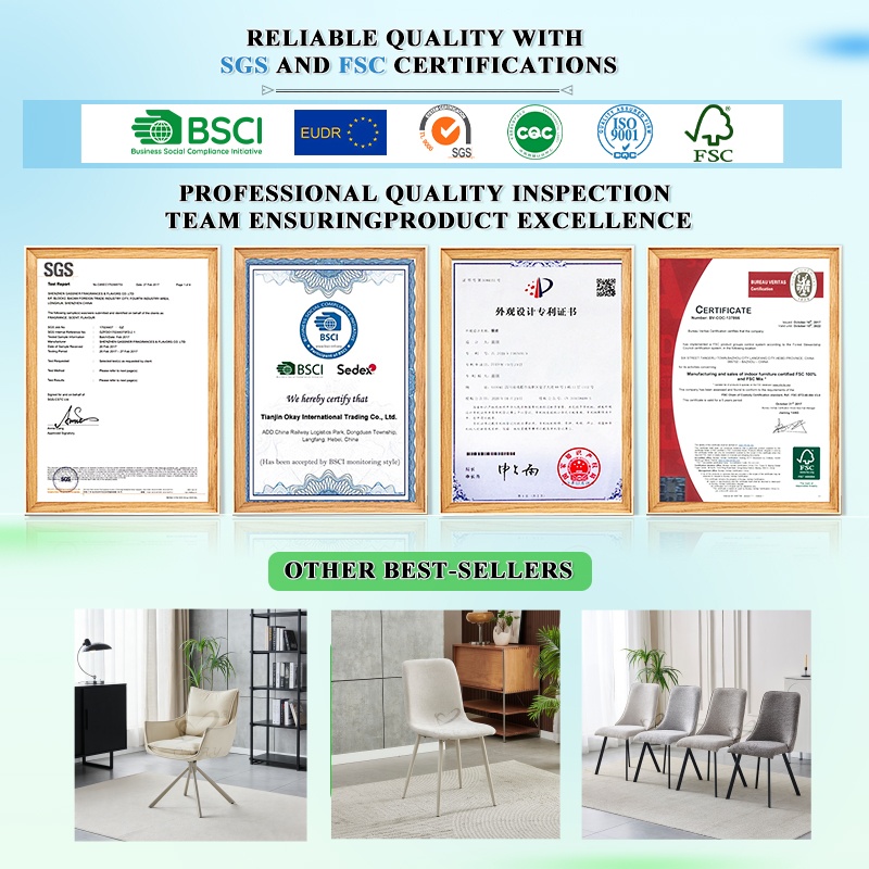 OKAY Upholstered Dining Chair Durable Banquet Kitchen Cafe Boucle Fabric Modern Minimalist Linen Look Fabric Dining Chairs