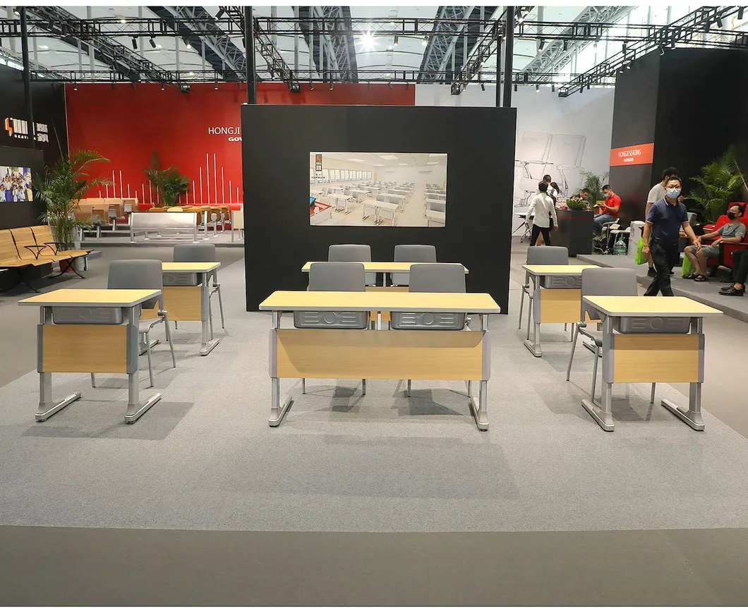 Classroom Double Student Desk and Chair Detailed 3
