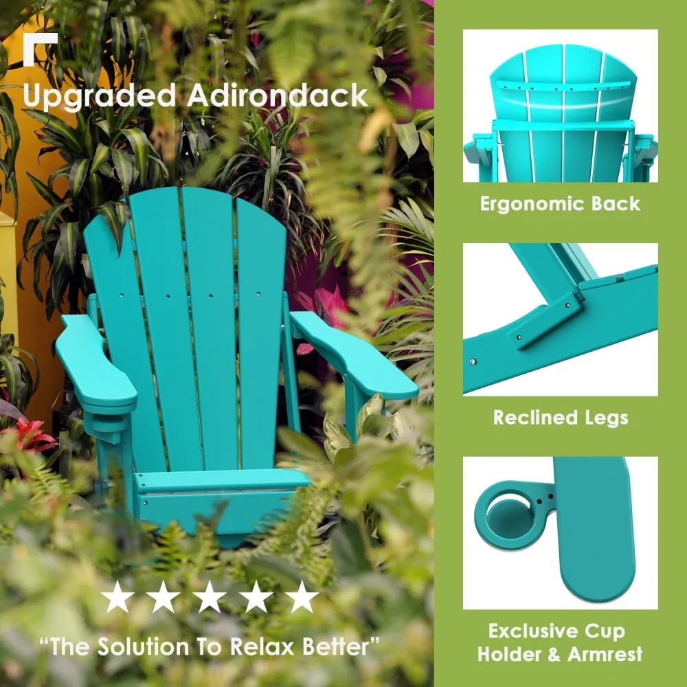 Elegant HDPE Plastic Wood Adirondack Folding Chair for Outdoor Enjoyment