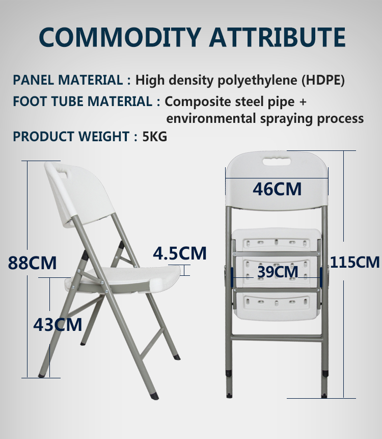 Lightweight HDPE Frame Foldable Chair 250lbs Capacity Farmhouse Style Waterproof Cushion Portable Outdoor Hotel Bedroom