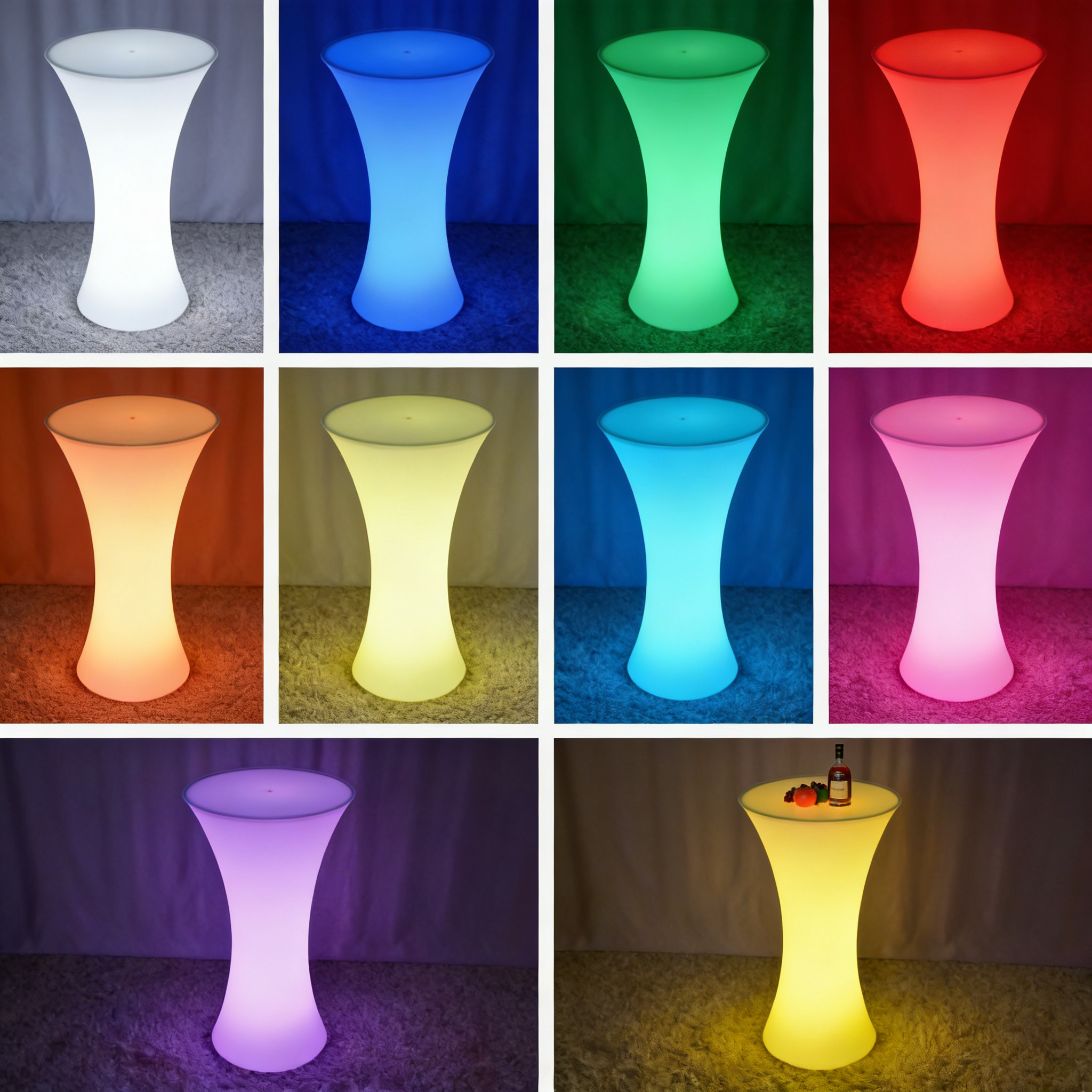 Nightclub Lounge Modern Oval Foldable Waterproof IP65 Cocktail Table Premium LED Bar Furniture Outdoor Event Party Garden