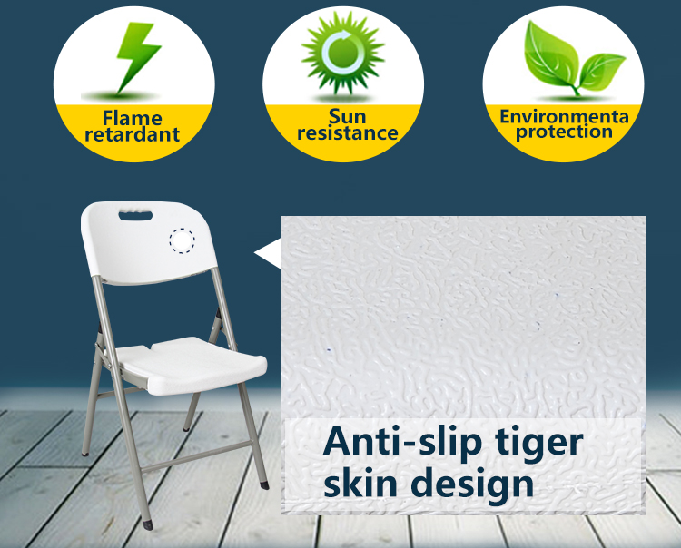 Lightweight HDPE Frame Foldable Chair 250lbs Capacity Farmhouse Style Waterproof Cushion Portable Outdoor Hotel Bedroom