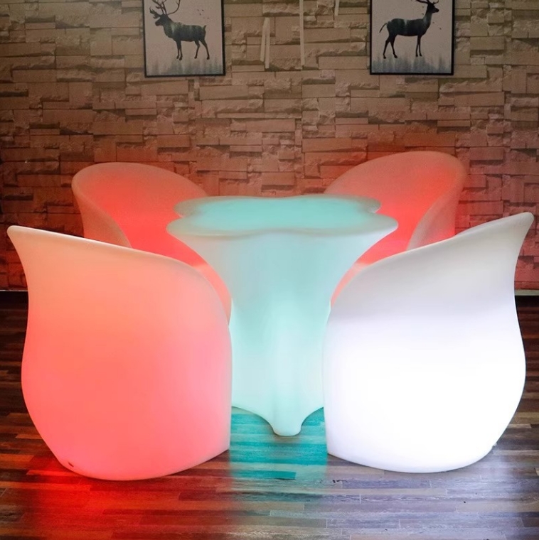 Outdoor Led Lighted Cocktail Tables Waterproof RGB Wedding Tables Glowing Color-Changing Furniture for Outdoor/Indoor Reception