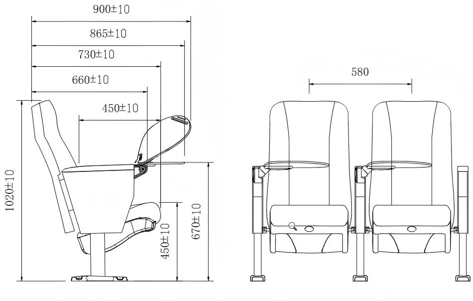 European Design Modern Conference Church Stadium Auditorium Chair Dimension