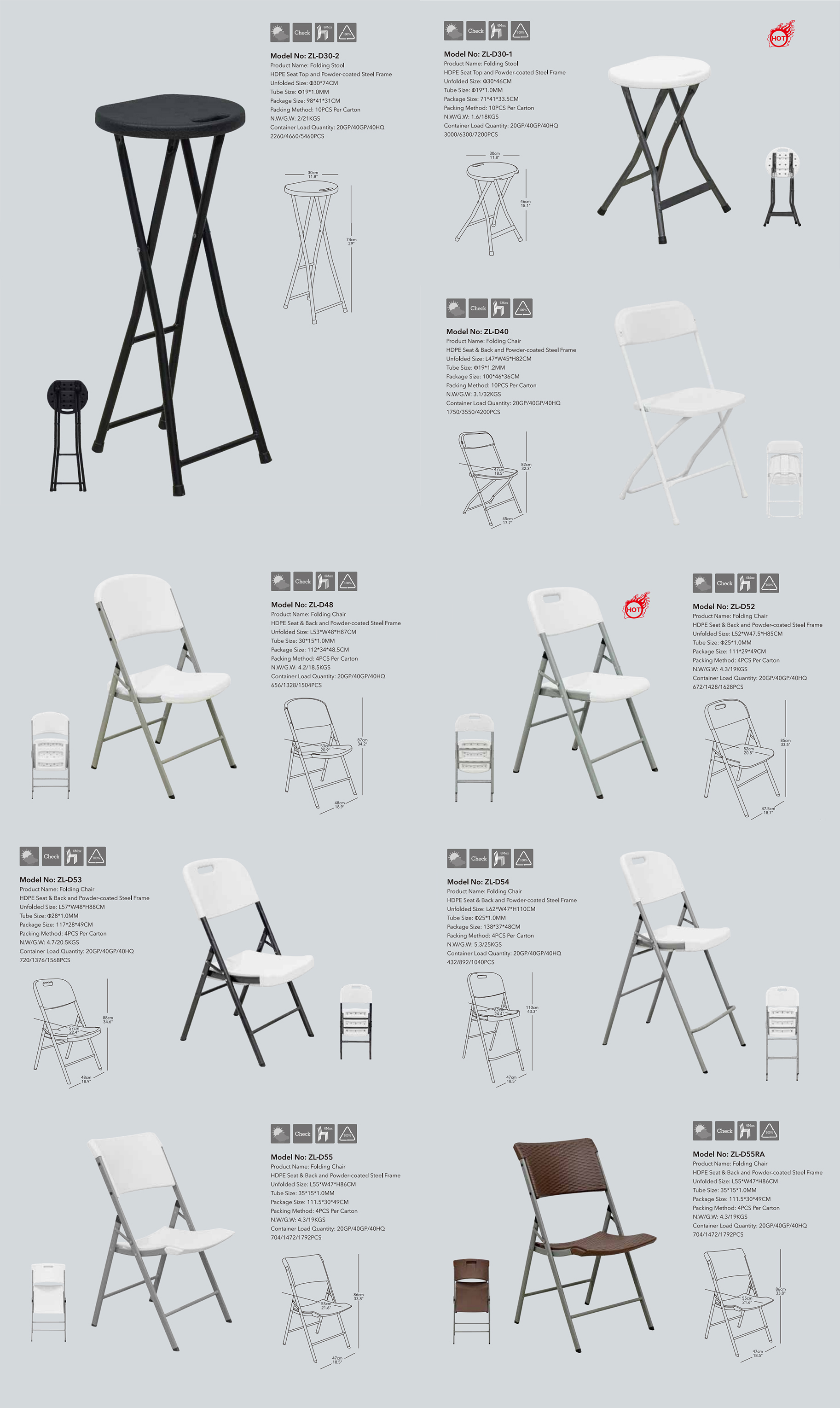 Folding Chair Detailed Dimension