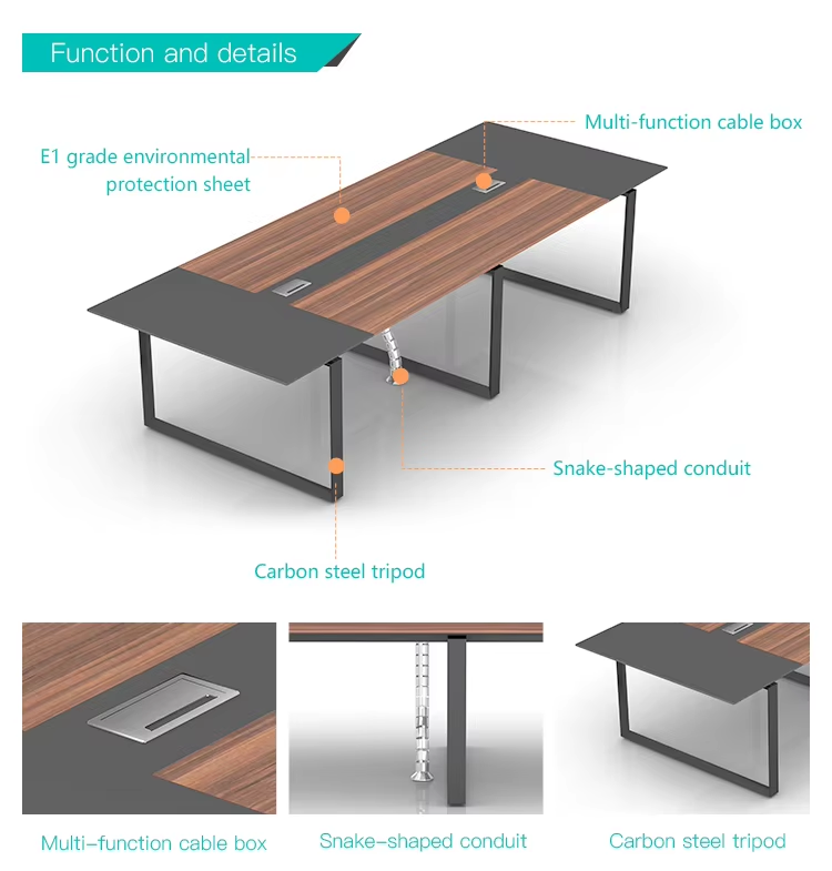 China Supplied Commercial Office Furniture Modern Wooden Rectangle Meeting Table for Schools &amp; Conferences
