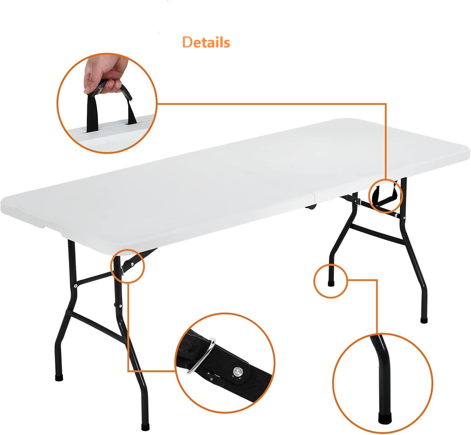 6FT Folding Tables Plastic Rectangle Patio Dining Party Foldable Camping Picnic Banquet Table
