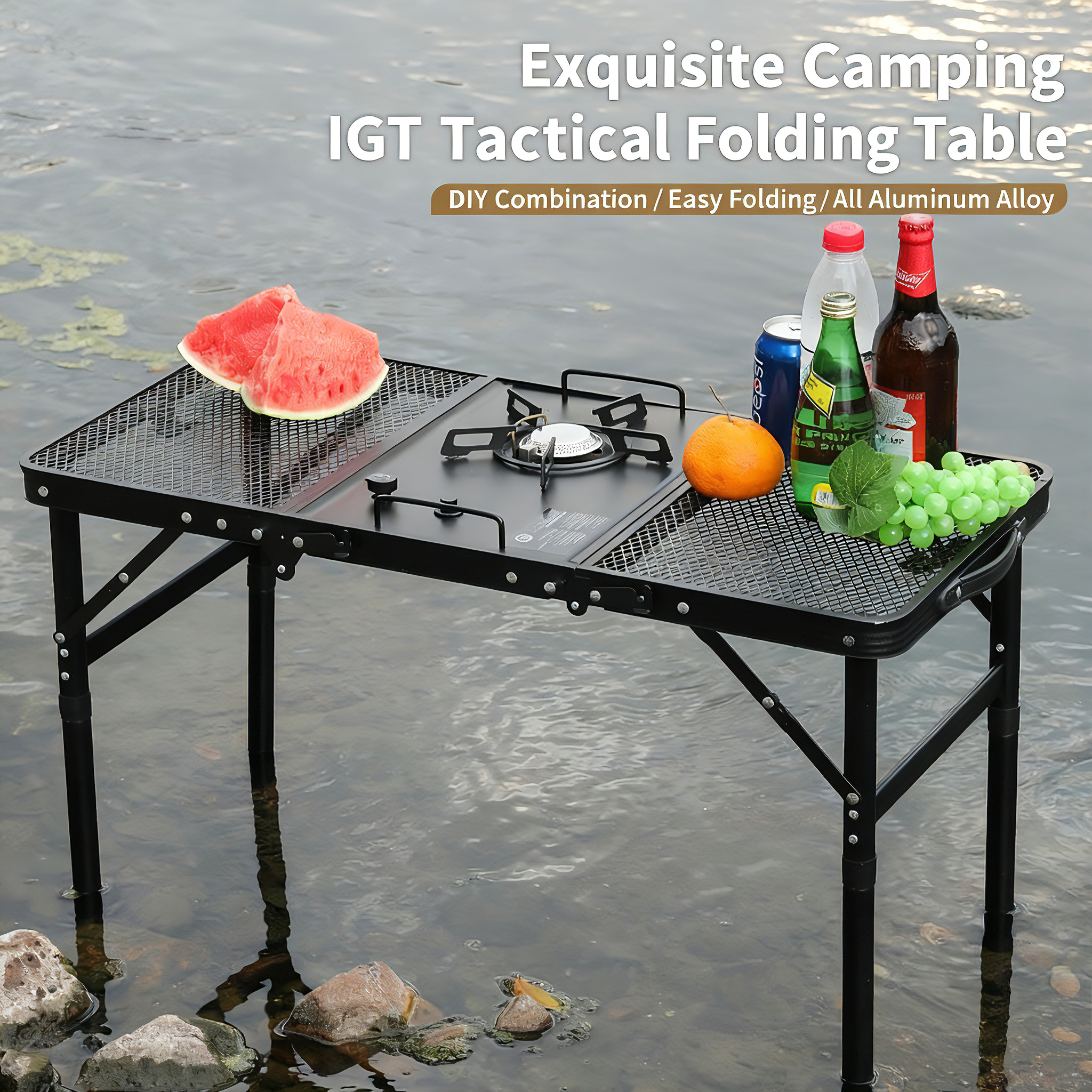 High Quality Modern Iron Portable Foldable Table for Outdoor Furniture Garden Backyard Beach